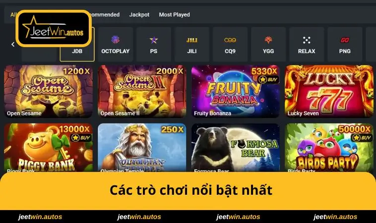 Slots Game JEETWIN 1 Các trò chơi nổi bật nhất