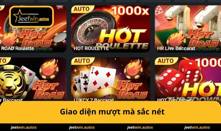 Game Bài JEETWIN 1 Giao diện mượt mà sắc nét