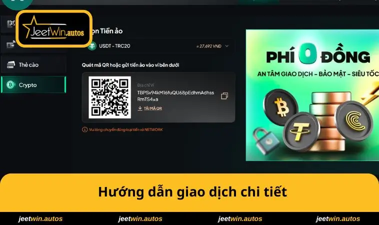 Nạp Tiền JEETWIN 2 Hướng dẫn giao dịch chi tiết