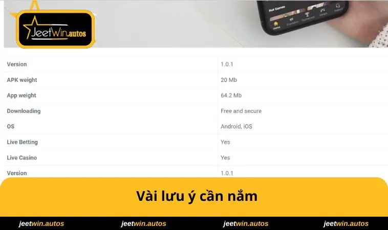 Tải App JEETWIN 3 Vài lưu ý cần nắm